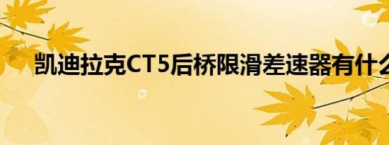 凯迪拉克CT5后桥限滑差速器有什么用 