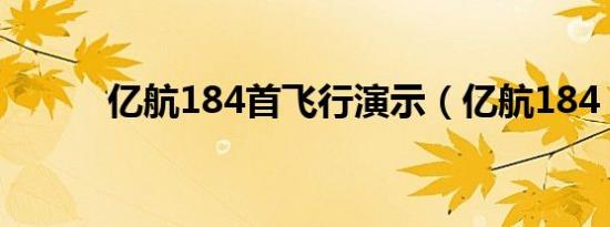 亿航184首飞行演示（亿航184）