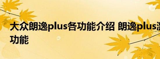 大众朗逸plus各功能介绍 朗逸plus激活隐藏功能