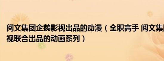 阅文集团企鹅影视出品的动漫（全职高手 阅文集团、企鹅影视联合出品的动画系列）