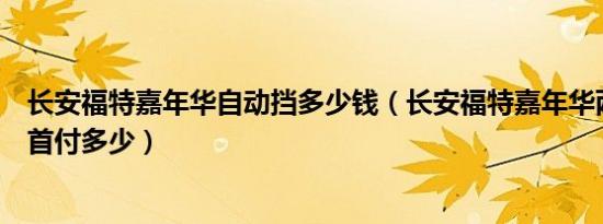 长安福特嘉年华自动挡多少钱（长安福特嘉年华两厢自动挡首付多少）