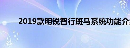 2019款明锐智行斑马系统功能介绍