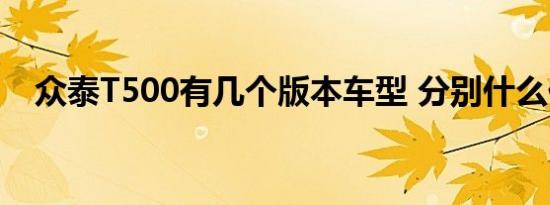 众泰T500有几个版本车型 分别什么价位 