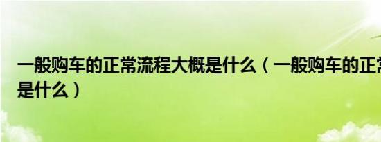 一般购车的正常流程大概是什么（一般购车的正常流程大概是什么）