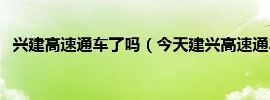 兴建高速通车了吗（今天建兴高速通车吗）