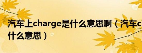 汽车上charge是什么意思啊（汽车charge是什么意思）