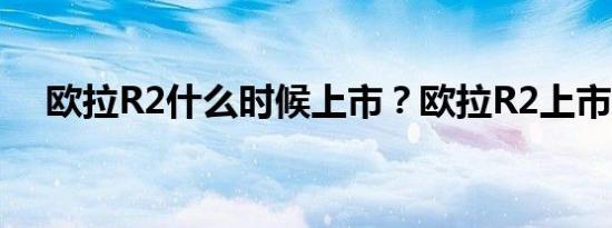 欧拉R2什么时候上市？欧拉R2上市时间