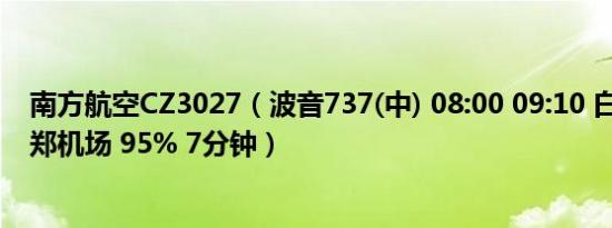 南方航空CZ3027（波音737(中) 08:00 09:10 白塔机场 新郑机场 95% 7分钟）