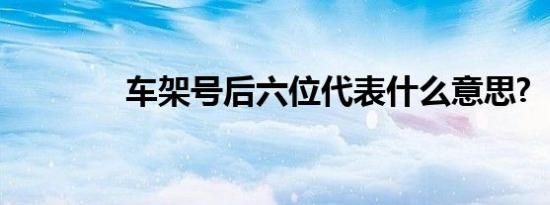 车架号后六位代表什么意思?