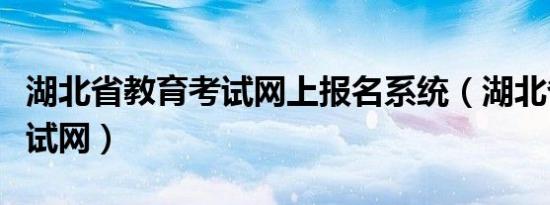 湖北省教育考试网上报名系统（湖北省教育考试网）