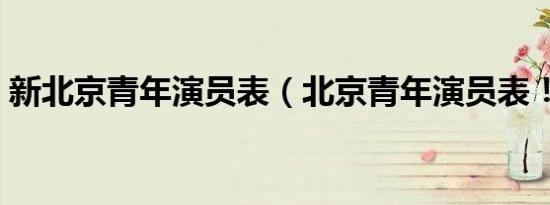 新北京青年演员表（北京青年演员表！要全）