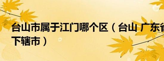 台山市属于江门哪个区（台山 广东省江门市下辖市）