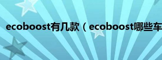 ecoboost有几款（ecoboost哪些车在用）