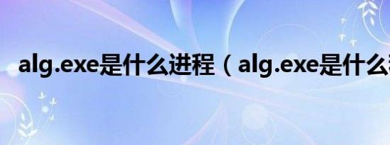 alg.exe是什么进程（alg.exe是什么程序）