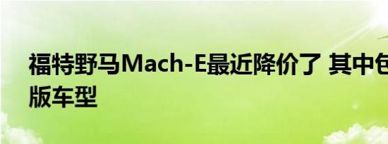 福特野马Mach-E最近降价了 其中包括第一版车型