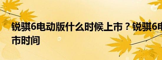 锐骐6电动版什么时候上市？锐骐6电动版上市时间