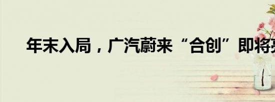 年末入局，广汽蔚来“合创”即将亮相