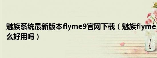 魅族系统最新版本flyme9官网下载（魅族flyme系统真的那么好用吗）