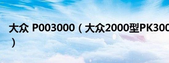 大众 P003000（大众2000型PK3000型如何）