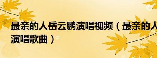 最亲的人岳云鹏演唱视频（最亲的人 岳云鹏演唱歌曲）