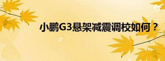 小鹏G3悬架减震调校如何？