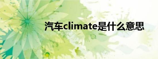 汽车climate是什么意思