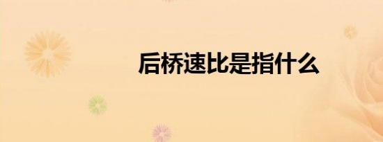 后桥速比是指什么