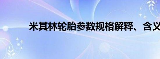 米其林轮胎参数规格解释、含义