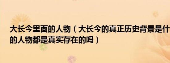 大长今里面的人物（大长今的真正历史背景是什么?影片中的人物都是真实存在的吗）