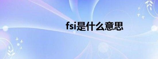 fsi是什么意思