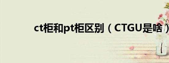 ct柜和pt柜区别（CTGU是啥）