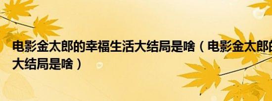 电影金太郎的幸福生活大结局是啥（电影金太郎的幸福生活大结局是啥）