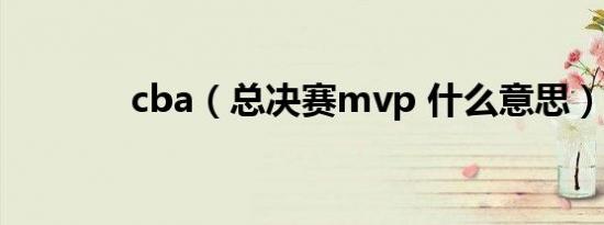 cba（总决赛mvp 什么意思）