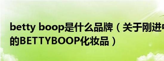 betty boop是什么品牌（关于刚进中国市场的BETTYBOOP化妆品）