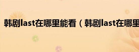 韩剧last在哪里能看（韩剧last在哪里能看）