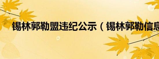 锡林郭勒盟违纪公示（锡林郭勒信息港）