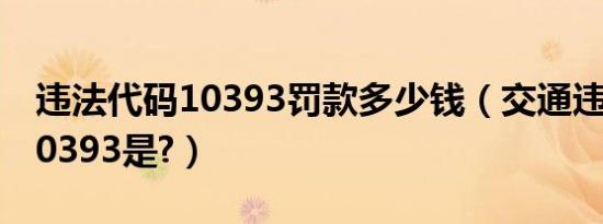 违法代码10393罚款多少钱（交通违法代码10393是?）