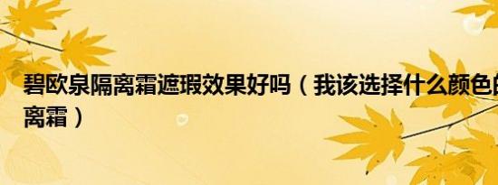 碧欧泉隔离霜遮瑕效果好吗（我该选择什么颜色的碧欧泉隔离霜）