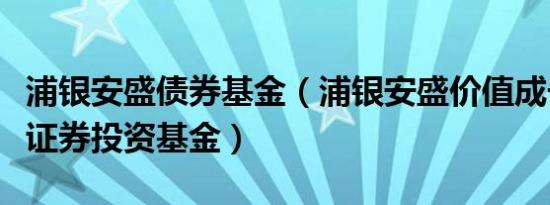 浦银安盛债券基金（浦银安盛价值成长混合型证券投资基金）