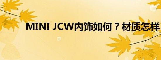 MINI JCW内饰如何？材质怎样？