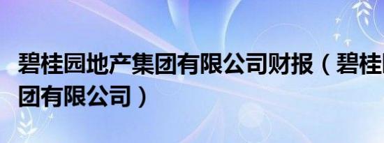 碧桂园地产集团有限公司财报（碧桂园地产集团有限公司）