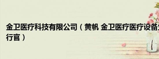 金卫医疗科技有限公司（黄帆 金卫医疗医疗设备业务首席执行官）