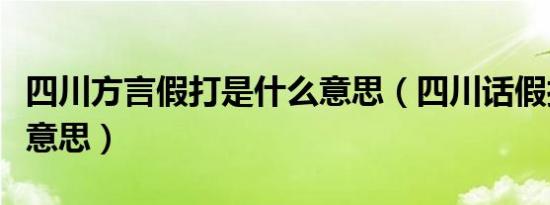 四川方言假打是什么意思（四川话假打是什么意思）