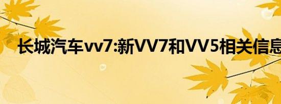 长城汽车vv7:新VV7和VV5相关信息介绍