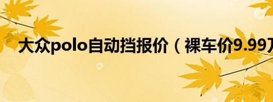 大众polo自动挡报价（裸车价9.99万起）