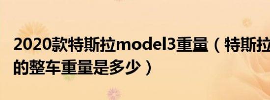 2020款特斯拉model3重量（特斯拉model3的整车重量是多少）