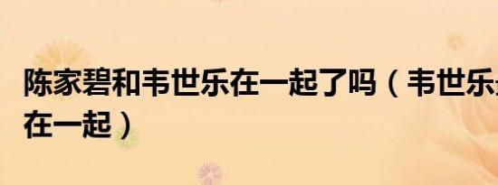 陈家碧和韦世乐在一起了吗（韦世乐最后和谁在一起）