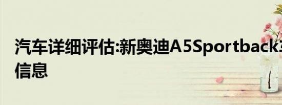 汽车详细评估:新奥迪A5Sportback车型基本信息