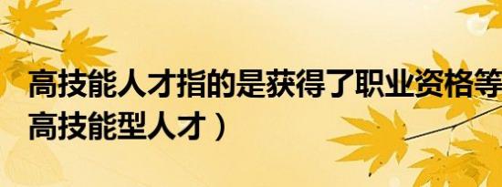 高技能人才指的是获得了职业资格等级的人（高技能型人才）