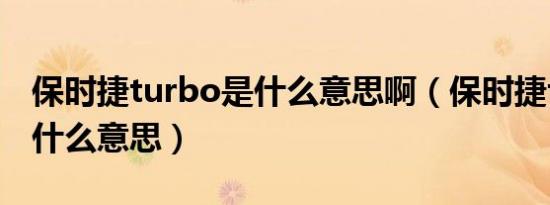 保时捷turbo是什么意思啊（保时捷turbo是什么意思）